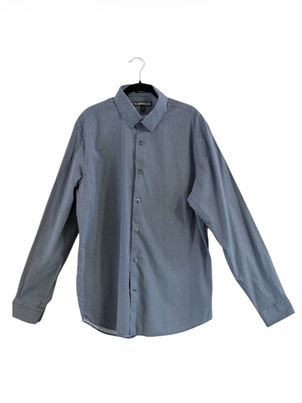 Express Men's Long-Sleeve Button-Up Shirt - Blue Microdot Size XL